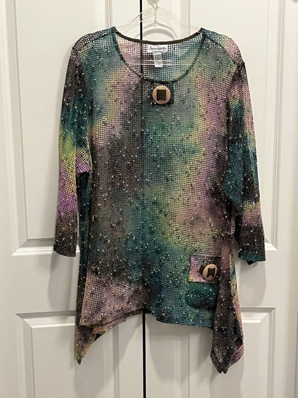 Art To Wear Tunic Top Size 2X Lagenlook Open Knit Boho Indie Eclectic Earth Tone